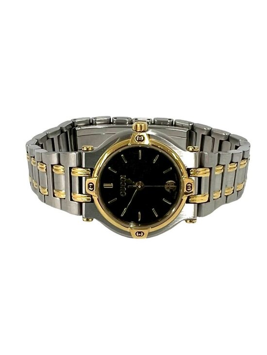 Gucci Log Stainless Steel Quartz Watch Wristwatch Silver Gold main image 5